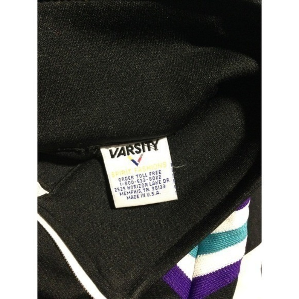 Varsity Spirit Fashions Track Jacket Black Teal Purple Stripe Zip Up Made in USA - Picture 8 of 10